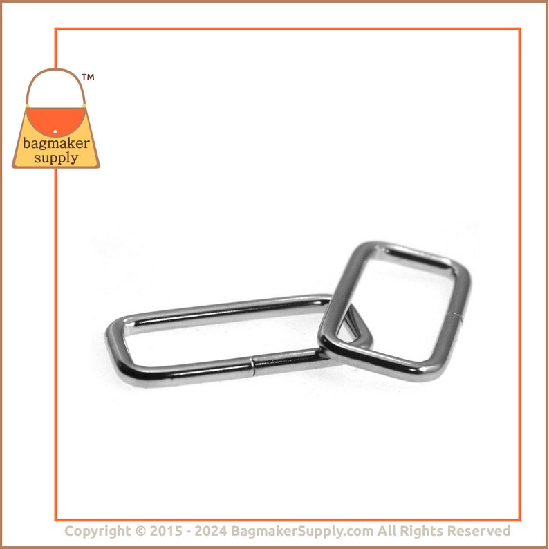 1-1/4 Inch Rectangle Ring, Nickel Finish, 12 Pieces, 1.25 Inch Rectangular Wire Loop, 32 mm Ring, Purse Handbag Hardware, RNG-AA055 image 2