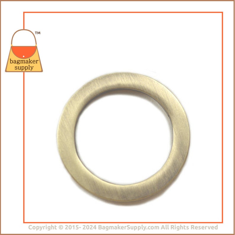 1 Inch Flat Cast O Ring, Light Antique Brass / Antique Gold Finish, 18 Pack, 25 mm, Handbag Purse Bag Making Hardware Supplies, RNG-AA066 image 4