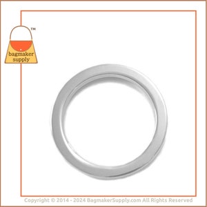 1-1/2 Inch O Ring, Shiny Nickel Finish, 2 Pieces, 1.5 inch 38 mm Flat Cast O-Ring, 5 mm Thick, Purse Bag Making Handbag Hardware, RNG-AA027 image 4