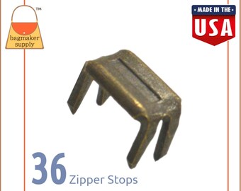 Tope inferior de cremallera YKK para cremalleras cortadas a medida, acabado en latón antiguo, 36 piezas, crea tus propias cremalleras profesionales, ZPS-AA001