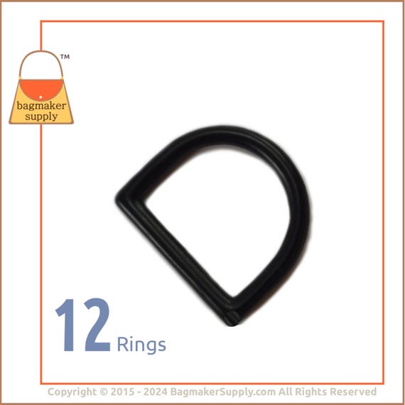 1 Inch Cast D Ring, Satin Black Finish, 12 Pieces, 25 mm Square End Dee Ring, RNG-AA139