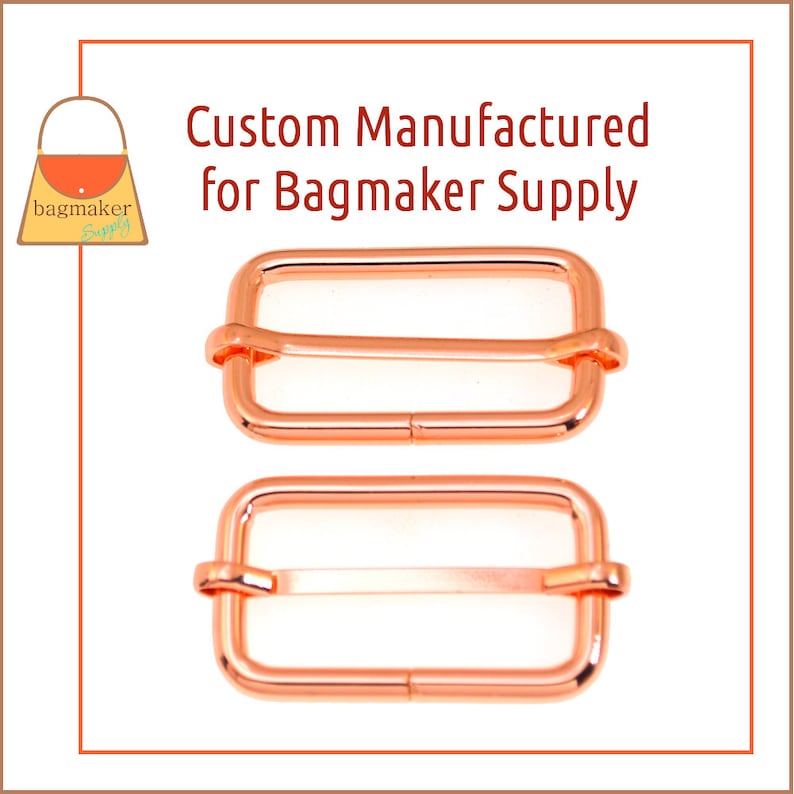 4 mm SLD-AA138 1-12 Inch Handbag Purse Bag Making Hardware Rose Gold Copper Finish 6 Pieces 1.5 Inch Moving Bar Purse Strap Slide