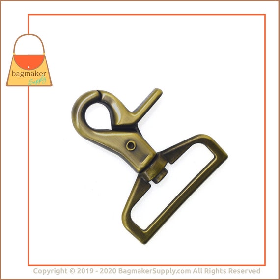 1-1/2 Inch Swivel Trigger Snap Hook, Light Antique Brass / Antique Gold  Finish, 1 Piece, Purse Handbag Bag Making Hardware, 1.5, SNP-AA204 