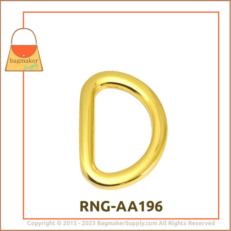 5/8 Inch Flat Cast D Ring, Super-Shiny Gold Finish, 16 mm For 5/8 or 1/2 Inch Strap, 6 Pack, Purse Handbag Bag Making Supplies, RNG-AA196 image 7