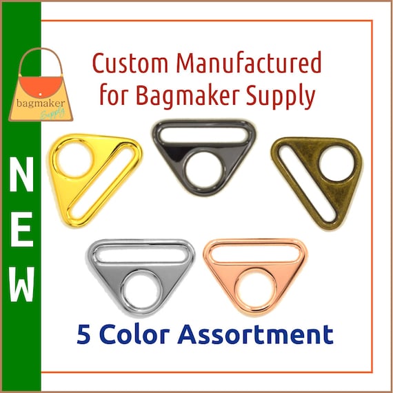 36 Pack Slot and Hole Loop Buckle 1.5 Inch 38 mm Triangle Double Rings RNG-AA358 1-12 Shiny Rose Gold Finish Purse Handbag Hardware