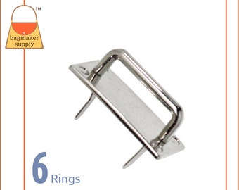 1 Inch Strap Ring, Prong Applied, Nickle Finish, 6 Pack, 25 mm Strap Loop, Bridge Buckle, Handbag Purse Making Hardware Supplies, RNG-AA029