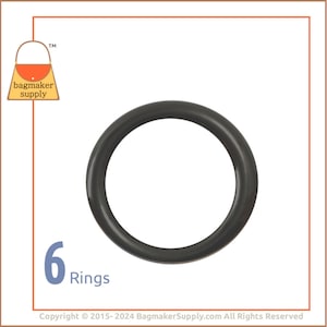 1 Inch Cast O Ring, Black Nickel / Dark Gunmetal Finish, 6 Pieces, 25 mm Heavy Italian Made, Purse Handbag Bag Making Hardware, RNG-AA074