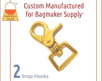 3/4 Inch Snap Hook, Deluxe Gold Finish, 2 Pack, 19 mm Heavy Trigger Style Swivel Purse Clip, Bag Making Handbag Hardware Supplies, SNP-AA157