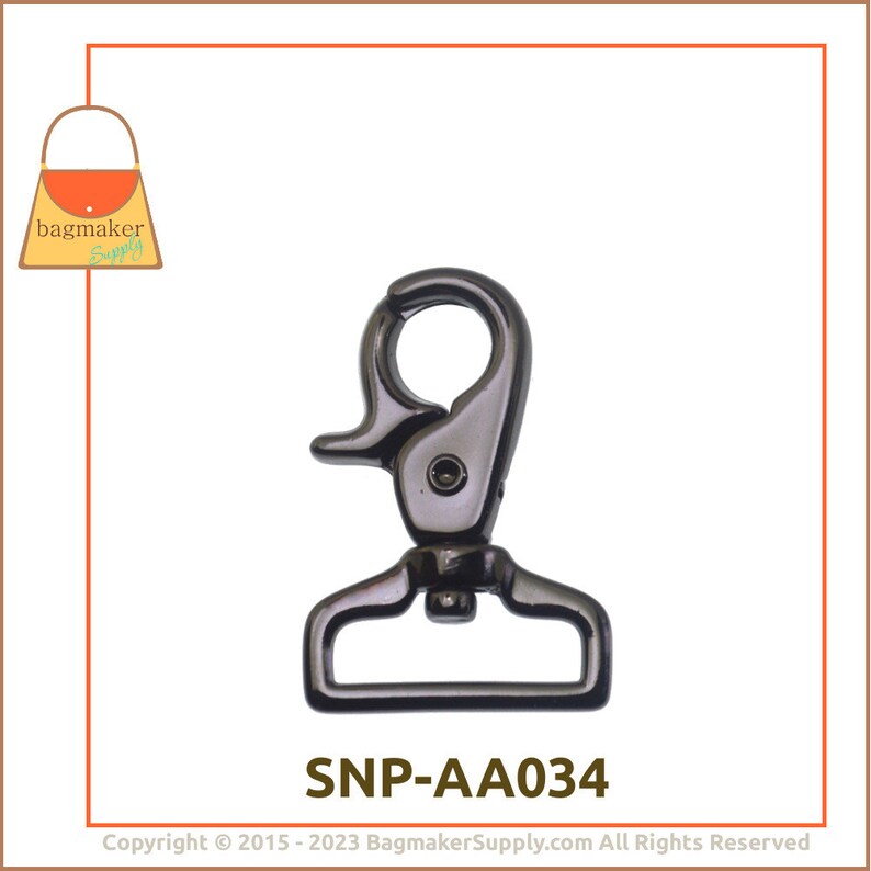 1 Inch Swivel Snap Hook, Black Nickel Finish, Lobster Claw, 6 Pieces, 25 mm Purse Clip, Gunmetal, Handbag Bag Hardware Supplies, SNP-AA034 image 7