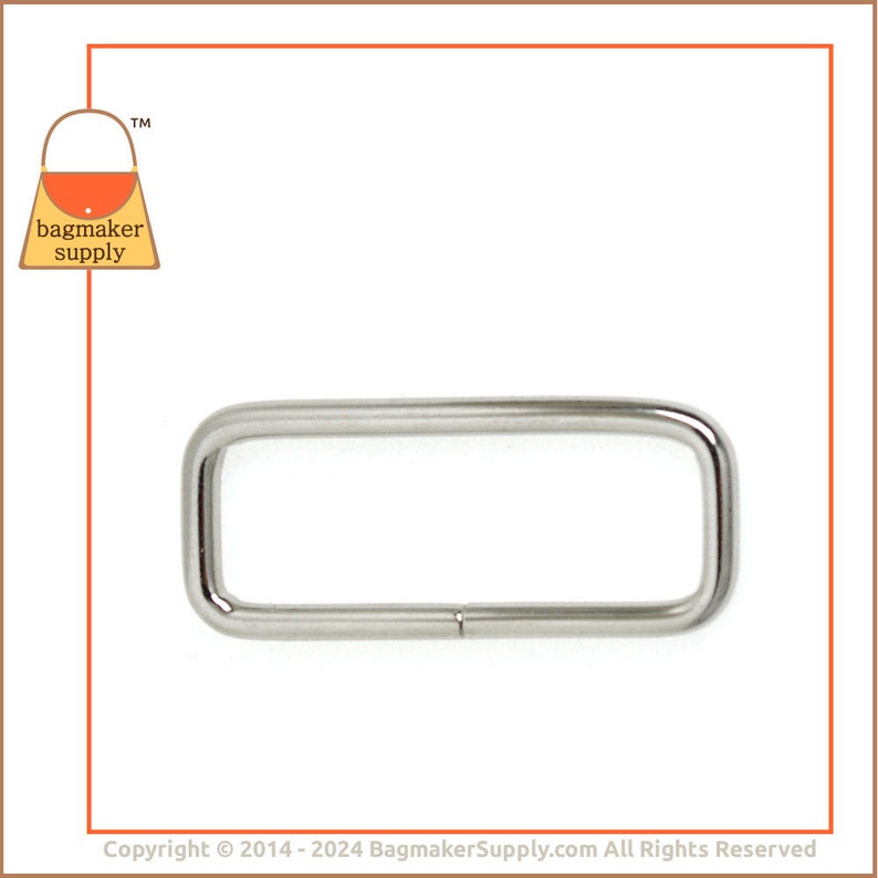 1-1/2 Inch Rectangle Ring, Nickel Finish, 6 Pieces, 38 mm Wire Loop, 1.5 Inch Rectangular Ring, Purse Making Handbag Hardware, RNG-AA012 image 4