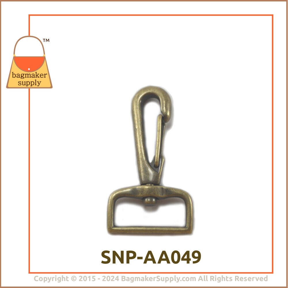 1インチ回転スナップフック、ライトアンティークブラス仕上げ、6個