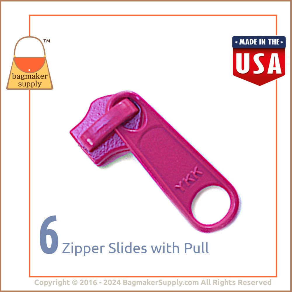 YKK® - Zipper Slider - #10 Runner - Silver Nickel Double Pull Tab -  Coil/Spiral