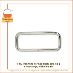 1-1/2 Inch Rectangle Ring, Nickel Finish, 6 Pieces, 38 mm Wire Loop, 1.5 Inch Rectangular Ring, Purse Making Handbag Hardware, RNG-AA012 image 8