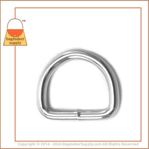 3/4 Inch D Ring, Nickel Finish, 54 Pieces, 19 mm Welded D-Ring, 3.5 mm Gauge, Purse Making Handbag Hardware Supplies, .75 Inch, RNG-AA019 image 4