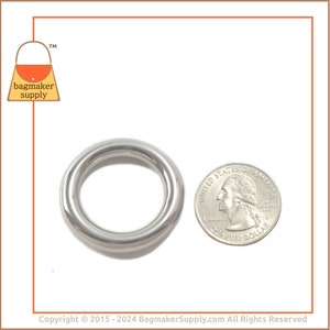 1 Inch Cast O Ring, Nickel Finish, 25 mm Italian Beautiful Quality Made In Italy, Handbag Purse Bag Making Hardware Supplies, RNG-AA080 image 3