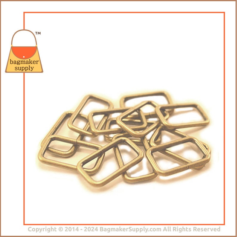 1 Inch Rectangular Ring, Light Antique Brass / Antique Gold Finish, 12 Pack, 25 mm Rectangle Ring Loop, Purse Handbag Bag, RNG-AA050 image 2