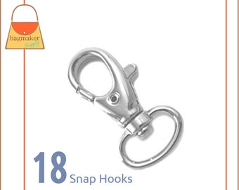 1/2 Inch Swivel Snap Hook, Nickel Finish, 18 Pack, 13 mm Lobster Claw Clip, Purse Handbag Bag Making Hardware Supplies, .5 Inch, SNP-AA016