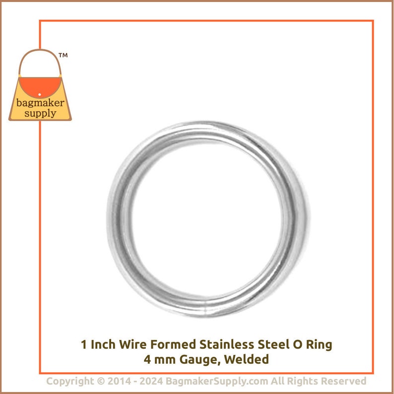 1 Inch O Ring, Stainless Steel, 4 Pieces, 25 mm O-Ring, 4 mm Gauge, Handbag Purse Bag Making Hardware Supplies, 1, RNG-AA023 image 8