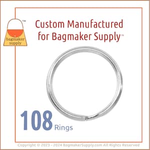 1 Inch Beveled Edge Key Ring, Nickel Finish, 108 Pieces, Purse Handbag Making Craft Hardware Supplies, 25 mm Split Keychain Ring, KRA-AA035