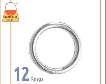 Joint torique 32 mm 1-1/4 po., Soudé, Finition nickel brillant, 12 pièces, Matériel de fabrication de sac à main pour sac à main, 1,25 po., 1,25 po., RNG-AA099