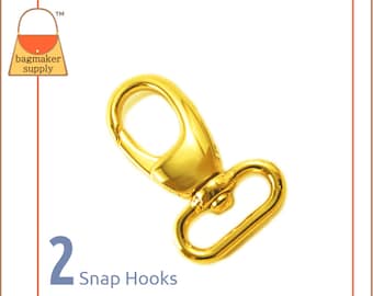 3/4 Inch Snap Hook, Gold Finish, Lobster Claw, 2 Pieces, 19 mm .75 Inch Swivel Purse Clip, Handbag Bag Making Hardware Supplies, SNP-AA020