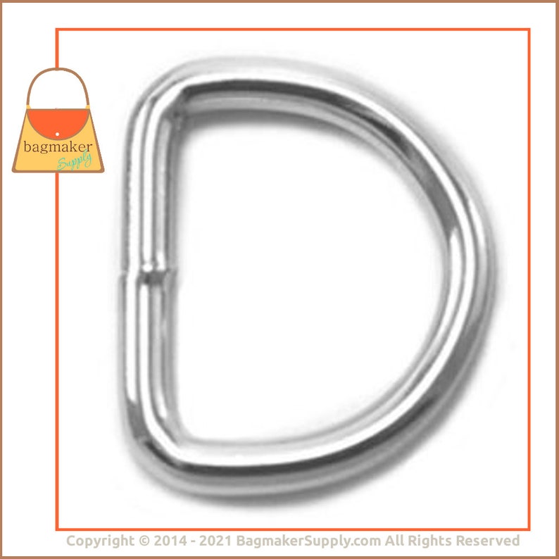 Purse Making Handbag Hardware Supplies RNG-AA019 Nickel Finish 18 Pieces 19 mm Welded D-Ring .75 Inch 34 Inch D Ring 3.5 mm Gauge