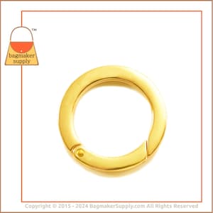 1-1/4 Inch Spring Gate Ring, Shiny Gold Finish, 1 Pack, Large 32 mm O Ring, Handbag Purse Making Supplies Hardware, 1.25 Inch, RNG-AA118