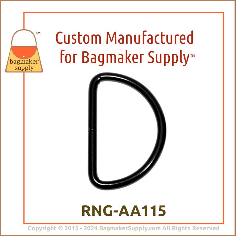 1-1/2 Inch D Ring, Black Nickel / Gunmetal Finish, 18 Pack, 3.75 mm Gauge, 1.5 Inch 38 mm Dee Ring, Purse Handbag Craft Hardware, RNG-AA115 image 7