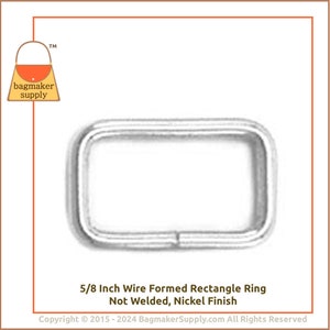 5/8 Inch Rectangular Ring, Nickel Finish, 36 Pack, for 1/2 5/8 Straps, Wire 16 mm Rectangle Loop, Handbag Purse Hardware, RNG-AA054 image 8