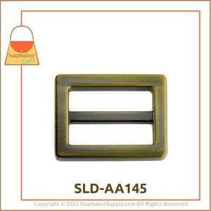 1 Inch Center Bar Slide, Light Antique Brass Finish, 2 Pack, 25 mm Antique Gold Flat Cast TriGlide Buckle, Purse Handbag Hardware, SLD-AA145 image 8