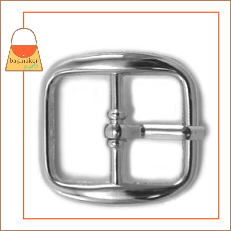BKL-AA009 34 6 Pieces .75 .75 Inch Handbag Purse Bag Making Hardware 34 Inch Rounded Square Center Bar Pin Buckles Nickel Finish