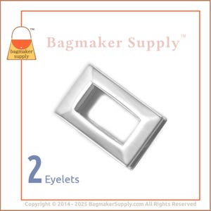 3/4 Inch Rectangle Screw Back Eyelet, Nickel Finish, 2 Pack, 19 mm Screw Together Rectangular Grommet, Purse Handbag Hardware, EGR-AA012