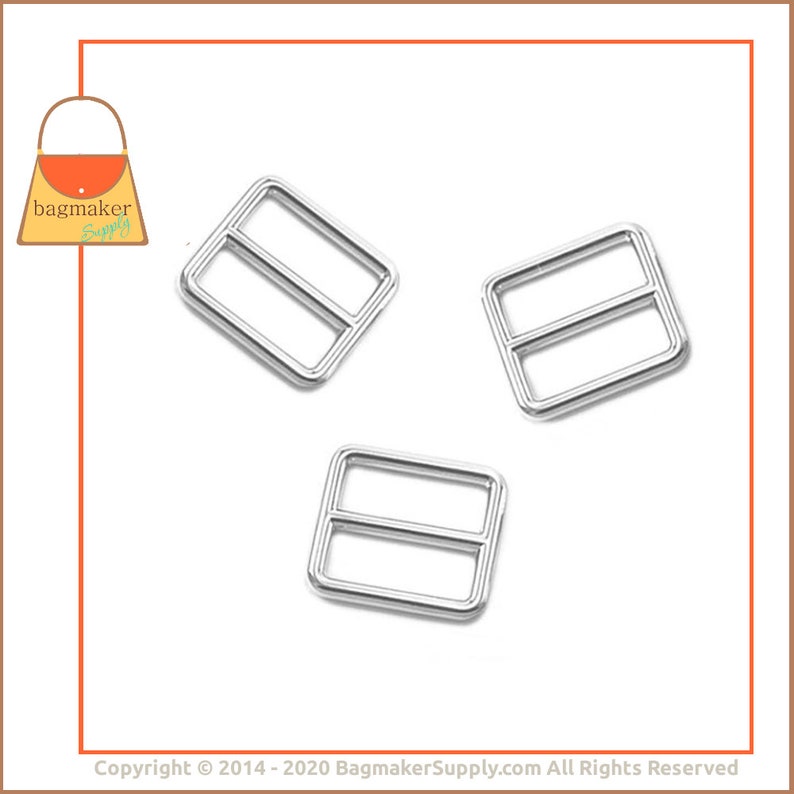 Handbag Bag Making Hardware Supplies SLD-AA006 18 Pieces Purse Slider Buckle 1 Inch Cast Slide for Purse Straps 1 Shiny Nickel Finish