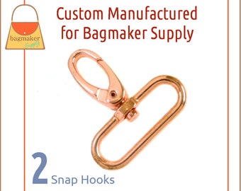 1-1/2 Inch Oval Spring Gate Swivel Snap Hook, Deluxe Rose Gold / Copper Finish, 2 Pack, 38 mm Purse Clip, Handbag Hardware Craft, SNP-AA182