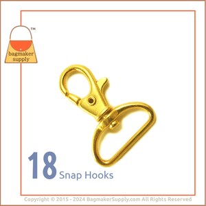 1 Inch Swivel Snap Hook, Gold Finish, Lobster Claw, 18 Pieces, 25 mm Purse Clip, Handbag Purse Bag Making Hardware Supplies, 1", SNP-AA027