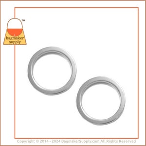 1-1/2 Inch O Ring, Shiny Nickel Finish, 2 Pieces, 1.5 inch 38 mm Flat Cast O-Ring, 5 mm Thick, Purse Bag Making Handbag Hardware, RNG-AA027 image 5