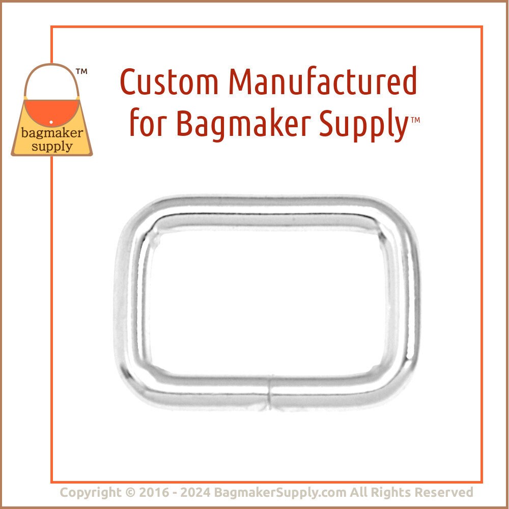 3/4 Inch Rectangle Ring, Shiny Deluxe Nickel Finish, 12 Pack, 3.75