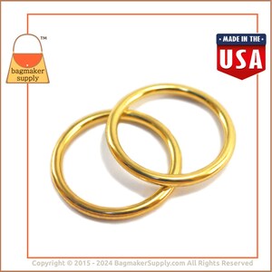 1.25 Inch Cast O Ring, Brass Finish, 6 Pieces, Handbag Purse Bag Making Supplies Hardware, 1-1/4 Inch 32 mm O-Ring, RNG-AA130 image 2