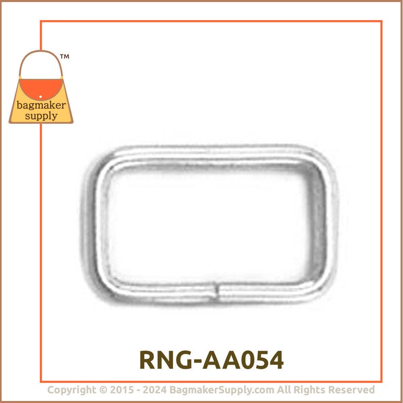 5/8 Inch Rectangular Ring, Nickel Finish, 36 Pack, for 1/2 5/8 Straps, Wire 16 mm Rectangle Loop, Handbag Purse Hardware, RNG-AA054 image 7