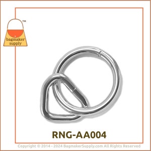 1 Inch Loop and 1-1/2 Inch Ring, Nickel Finish over Brass, 2 Pack, 38 mm 25 mm, Handbag Purse Bag Making Supplies Hardware, RNG-AA004 image 7