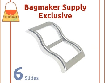 1 Inch Large Mouth Curved Slide Buckle for Thick Straps, Deluxe Nickel Finish, 6 Pack, Great For Leather, 25 mm TriGlide Purse, SLD-AA123