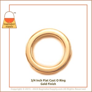 3/4 Inch O Ring, Super-Shiny Gold Finish, 2 Pieces, .75 Inch 19 mm Flat Cast O-Ring, Purse Bag Making Handbag Hardware Supplies, RNG-AA057 image 8