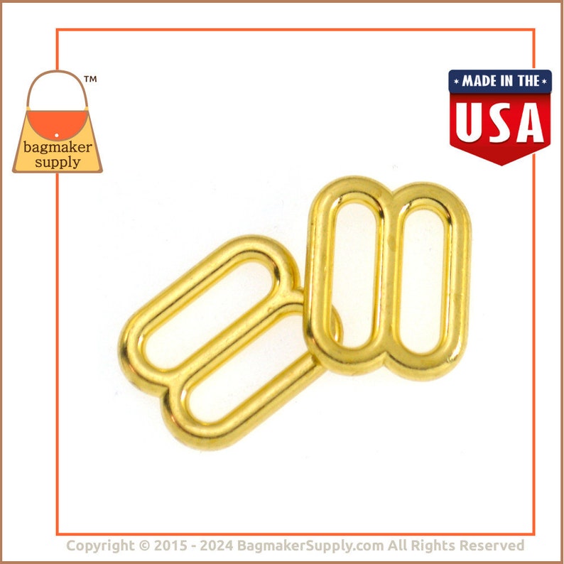 5/8 Inch Cast Slide for Purse Straps, Shiny Brass Finish, 2 Pieces, 16 mm Cast Slider, Handbag Bag Making Hardware Supplies, 5/8, SLD-AA039 image 7