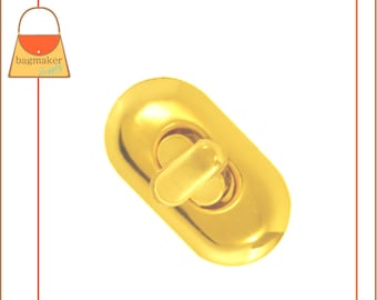 Gold Oval Turn Lock, Twist Lock, 1 Lock Package, Purse Handbag Bag Making Closure Hardware Supplies, CSP-AA025