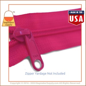 YKK Long Tab Zipper Pull / Slide, Metal Fuchsia Hot Pink Finish, For Size 5 Nylon Coil Zipper, 6 Pack, Great For Handbags, ZPP-AA003 image 2