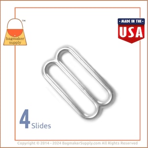 1-1/4 Inch Slide for Purse Straps, Nickel Finish, 4 Pack, 32 mm Double Ring TriGlide, Handbag Making Hardware Supplies, 1.25 Inch, SLD-AA015