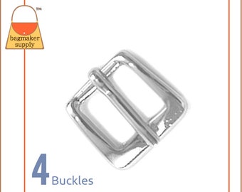 3/8 Inch Square Buckle, Nickel Finish, 4 Pack, 9.5 mm Small Buckle, Purse Handbag Bag Making Hardware Supplies, .375 Inch, .375", BKL-AA018