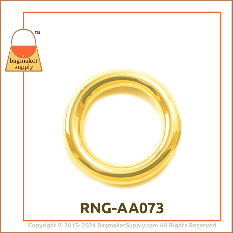 1 Inch Cast O Ring, Gold Finish, Italian Made, 6 Pieces, Beautiful Quality 25 mm O Ring, Handbag Purse Making Hardware Supplies, RNG-AA073 image 6