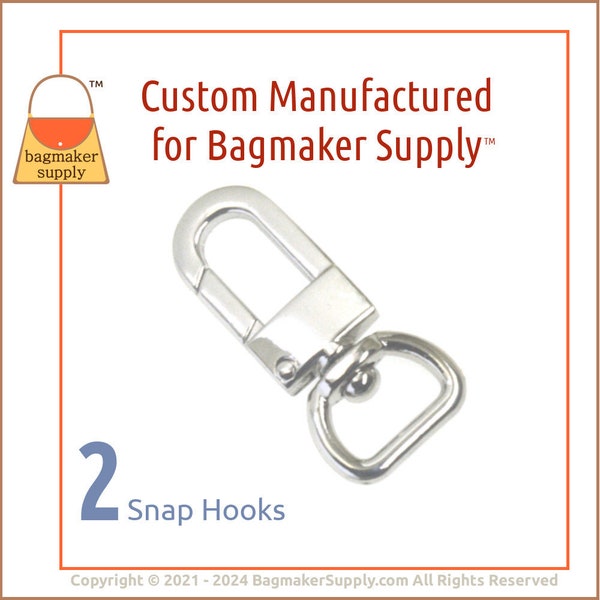 1/2  Inch Swivel Snap Hook, Deluxe Nickel Finish, 2 Pack, 13 mm Modern Oval Gate Purse Clip, Handbag Hardware Bag Making Supplies, SNP-AA243