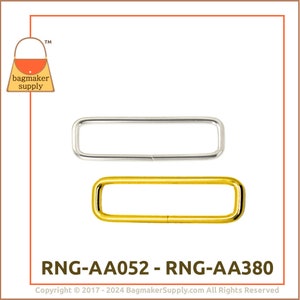 2 Inch Rectangle Ring, Brass Finish, 4 Pieces, 3 mm Gauge, 51 mm Rectangular Wire Loop, Purse Making Handbag Hardware Supplies, RNG-AA380 image 8